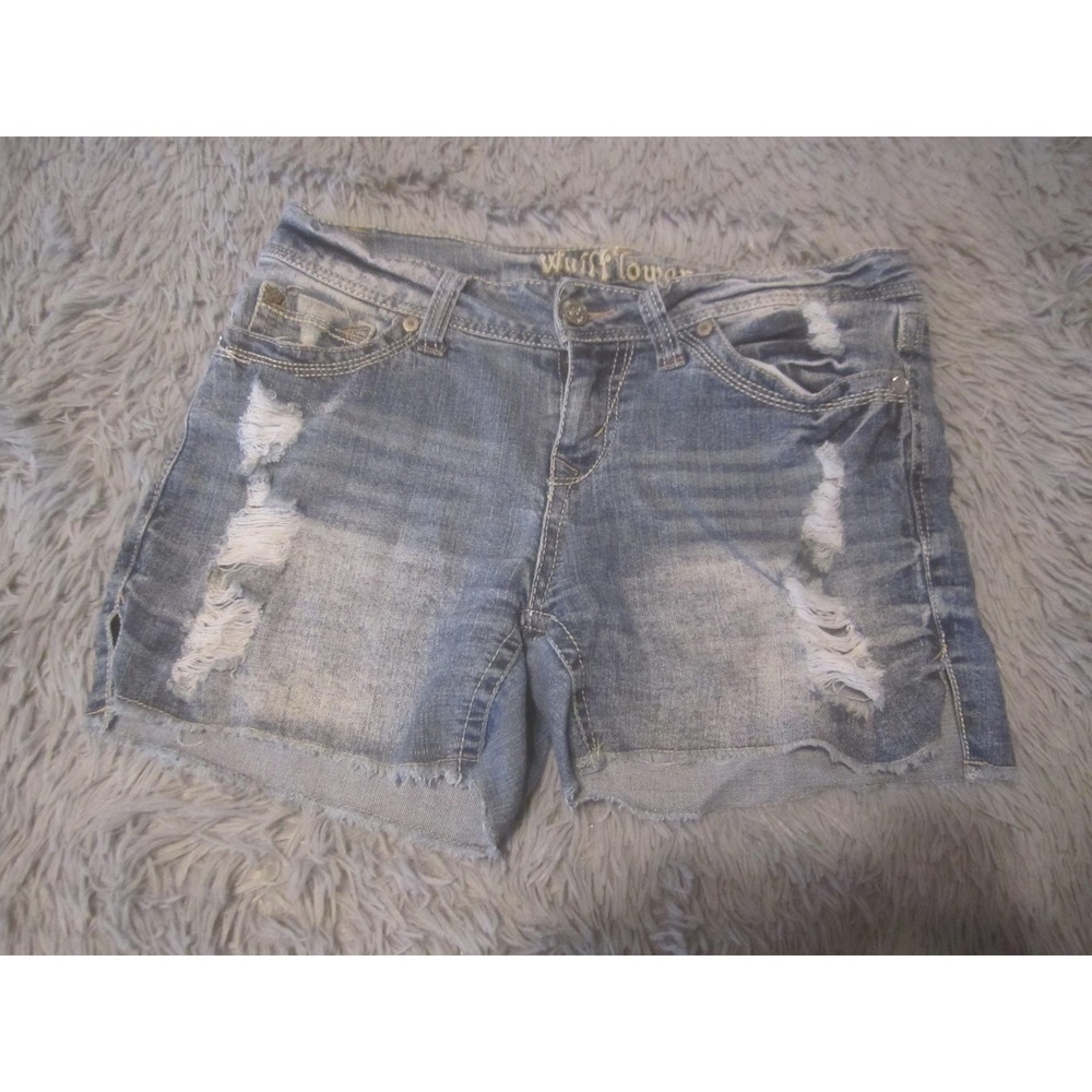 Wallflower Shorts Juniors 11 Blue Distressed Cutoff Frayed Denim Casual Summer